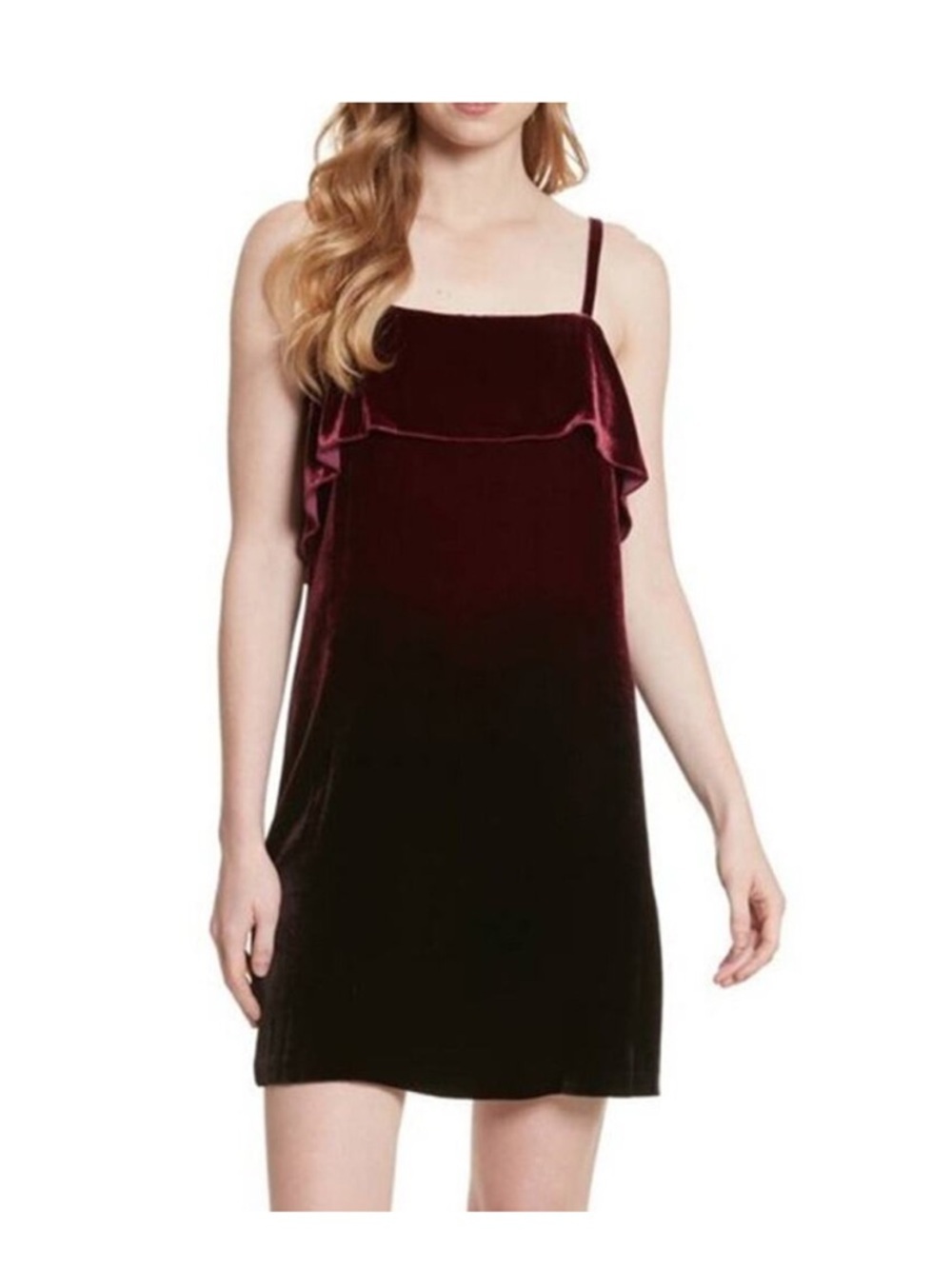 Alice + Olivia Bess Ombre Velvet Wine Black Sleeveless Slip Dress